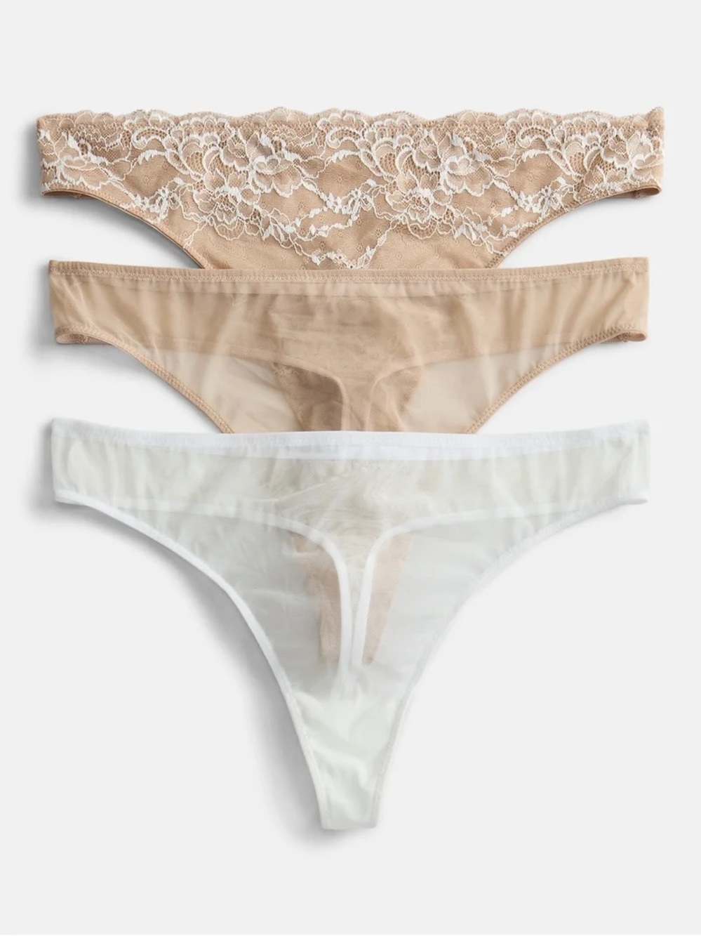 Joyspun Women’s 3 Pack Lace and Mesh Thong Panties NWT small